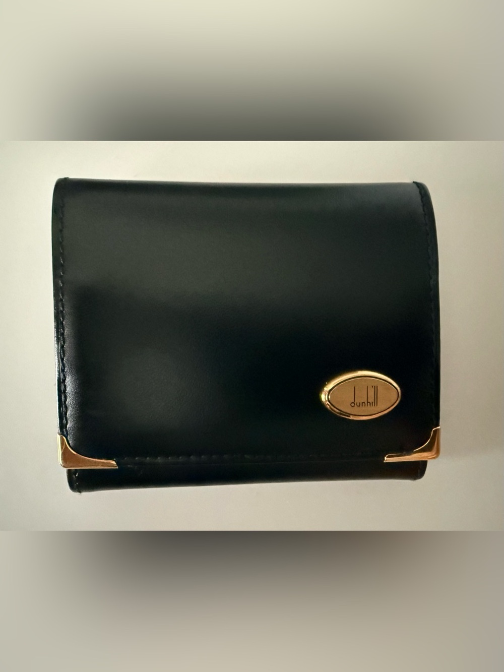 Pre-owned Dunhill Black Leather Wallet with Gold Oval Logo